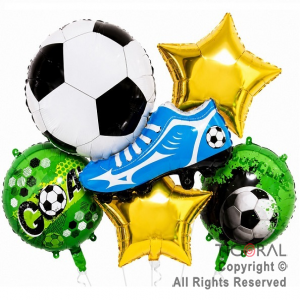 SET DE GLOBOS METALIZADO FUTBOL BOTIN ARGENTINA 5 UNIDADES